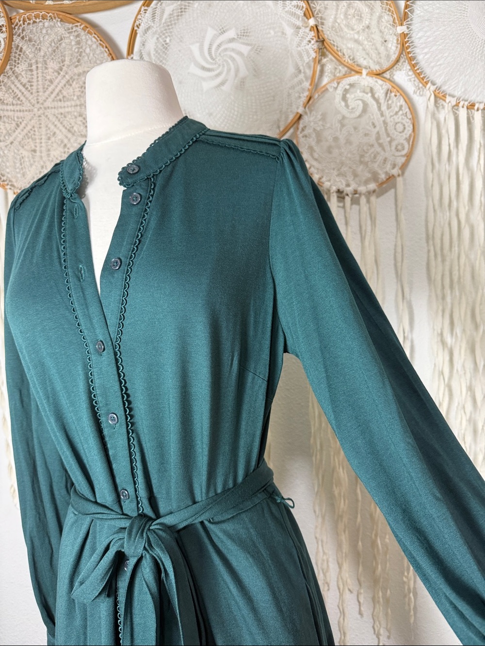 Boden Emerald Pin Tuck Shirt Dress (SHORTENED) Size US10 - Picture 3 of 14